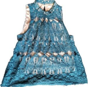 Love Fire Teal Lace Halter Top Small